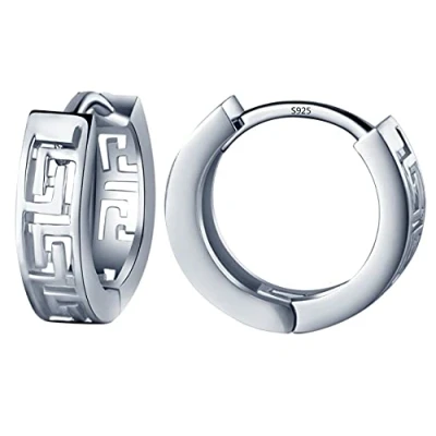 Imagen de Unendlich U Pendientes de aro plata ley 925 con laberinto corazones Infinite para mujeres y niñas
