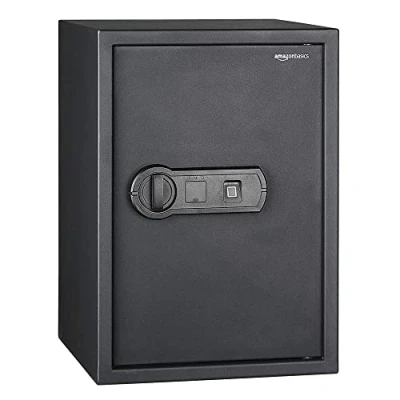 Imagen de Amazon Basics Electrónico Caja fuerte con lector biométrico de huella dactilar 50 l, Negro