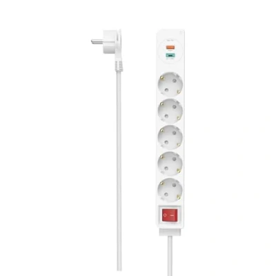 Imagen de Regleta Hama 00223186, 5x Enchufes, 1x USB A, C, 18W, Interruptor, Blanco