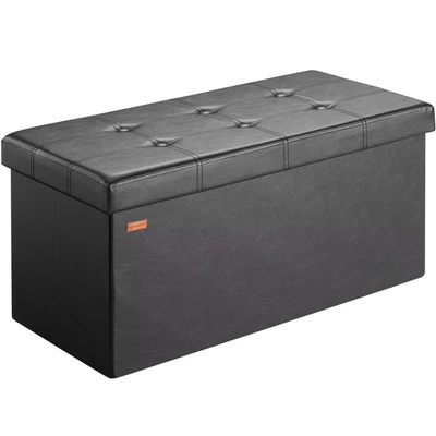 Imagen de CASARIA Modelo Elección Taburete Banco 80 x 40 cm/114 cm Ottoman Caja de almacenaje pouffle Cubo Asiento reposapiés Resto Juguete Zapatero (hasta 300 kg, Tela, Negro, 80x40x40cm