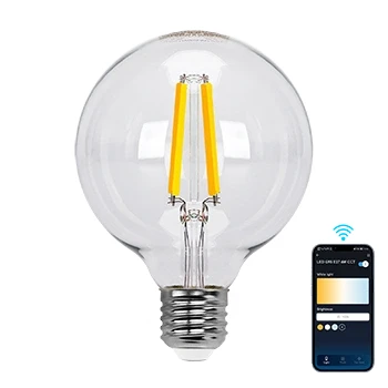 Imagen de Aigostar Bombilla LED inteligente. Alexa vintage, G95 Transparente tipo globo, 6W 850LM E27, regulable cálida a fría 2700K 6500K. Compatible con y Google home, 1 Unidad