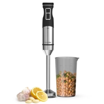Imagen de UNIVERSALBLUE Batidora de Mano Potente 1500W con Motor DC, Turbo y 9 Velocidades Cuchillas Acero Inoxidable Vaso Pica Tritura Hielo, Ergonómica Fácil Limpiar