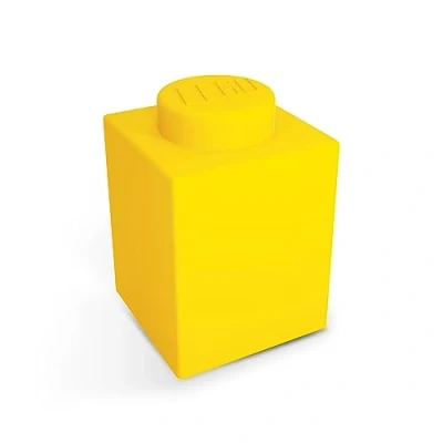 Imagen de Lego Iconic Luz Nocturna 1x1 Silicona Brick LED Amarillo con Cambio automático de 8 Colores y Bloqueo Manual (3 Pilas AAA Incluidas) Dimensiones: 116 mm Altura x 78 Ancho.