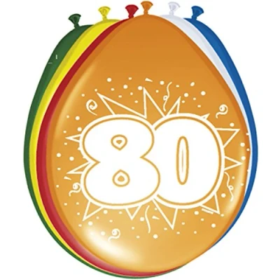 Imagen de Folat 80 cumpleaños globos de la Fiesta Decoración 8 pieza multicolor 30 cm einheits , Modelos/colores Surtidos, 1 Unidad