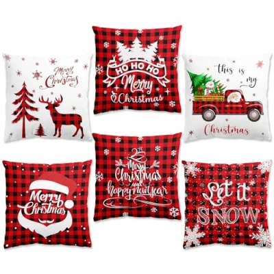 Imagen de Fundas Navideñas Para Cojines 45x45cm, Funda Cojin Navidad Decoracion Hogar, De Almohada Lino, Renos Serie Navidad, Decorscion Sofá
