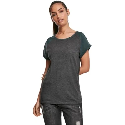 Imagen de Urban Classics Contrast Raglan Camiseta estampada, Mujer, Talla: Medium, Charcoal/bottlegreen
