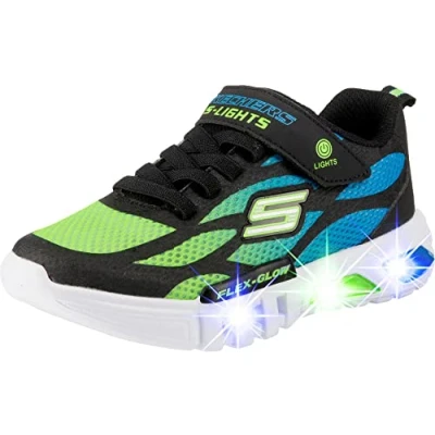 Imagen de Skechers FLEX GLOW DEZLOM, Zapatillas para Niños, Black Synthetic/ Textile/ Blue &amp; Lime Trim, 35.5 EU