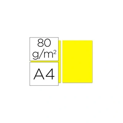 Imagen de Papel color liderpapel a4 80g/m2 amarillo paquete de 100