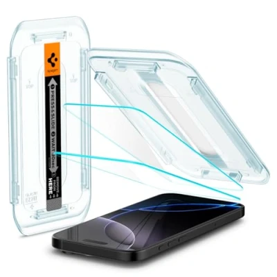 Imagen de Spigen Glas.TR EZ Fit Protector Pantalla para iPhone 16 Pro, 2 Unidades, Instalación Fácil, Alta Definicion, Dureza 9H
