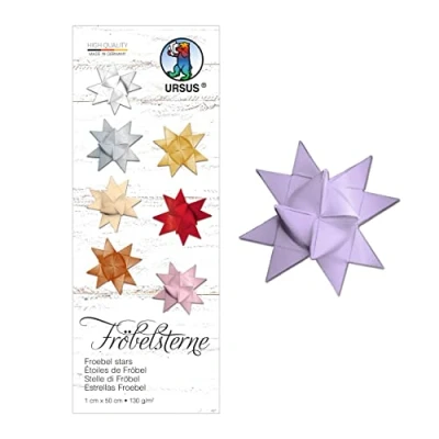 Imagen de URSUS 3200060 tiras de papel para estrellas frutas, dibujo 130 g/m², 1 x 50 cm, 100 aprox. 25 estrellas, lila, talla única.