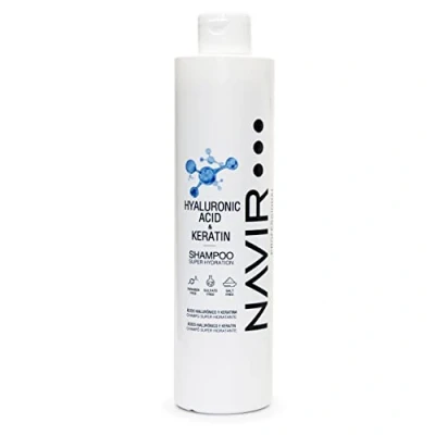 Imagen de NAVIR Profesional Champú sin sulfatos ni parabenos con Ácido Hialurónico y Keratina Tratamiento post alisado orgánico hidratante para cabello 500ml