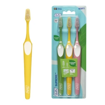 Imagen de Cepillo de dientes Tepe Supreme, Cepillos dientes, pack 3, para adolescentes y adultos, con mango ergonómico antideslizante