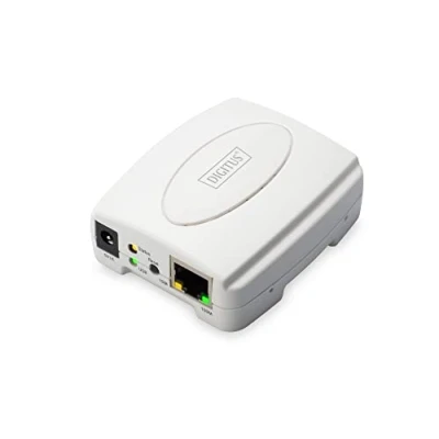 Imagen de DIGITUS servidor de impresión Fast Ethernet con USB 2.0, 1x RJ45, A, independiente del sistema operativo, impresora, apto para DHCP, TCP/IP, incl. fuente alimentación, blanco
