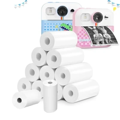 Imagen de Strehknewen 12 rollo papel camara fotos infantil, termico sin BPA, para cámaras infantiles, mini impresoras y instantáneas, termico(57 mm x 30 6 m)