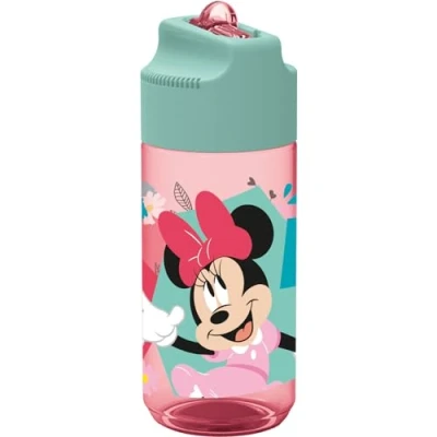 Imagen de p:os 35607 Botella Disney Minnie Mouse para niños, de Agua con Pajita integrada, Capacidad Aprox. 360 ml, a Prueba Fugas, la Escuela, el Deporte y Tiempo Libre, Multicolor (35607)