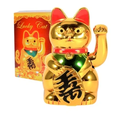 Imagen de DEWIN Gato Suerte,Gato Chino Gran Oro Que Agita la Mano Paw Up Riqueza Prosperidad de bienvenida Buena suerte Decoración Feng Shui