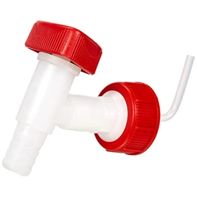 Imagen de hünersdorff Grifo de drenaje para bidón rosca DIN45 Conector boquilla 19 mm o 3/4&quot; natural/rojo