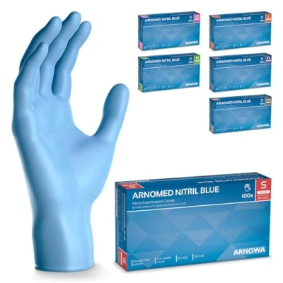 Imagen de ARNOMED guantes nitrilo talla S, de azules, caja 100 unidades, desechables para mecanico, sin polvo en tallas XS, M, L, XL y XXL
