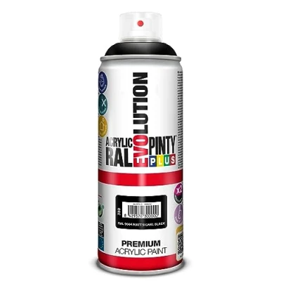 Imagen de PINTYPLUS Pintura en spray Acrilica Mate EVOLUTION 520cc Matt Signal Black RAL 9004