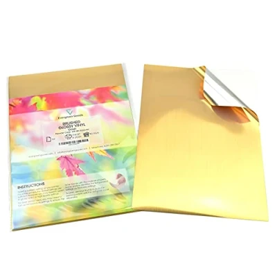 Imagen de Evergreen Goods 10 hojas vinilo autoadhesivo A4 oro cepillado Impresión inyección/láser, impermeable Apto Cricut, Silhouette Etiquetas adhesivas