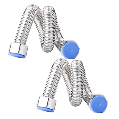 Imagen de Qrity 2 Piezas Tubos Corrugados de Acero Inoxidable, G1/2&quot; x G1/2&quot;Tuberías Flexibles 40cm, Manguera Flexible Suministro Anti Ráfagas para Cocina Baño Recambio Universal
