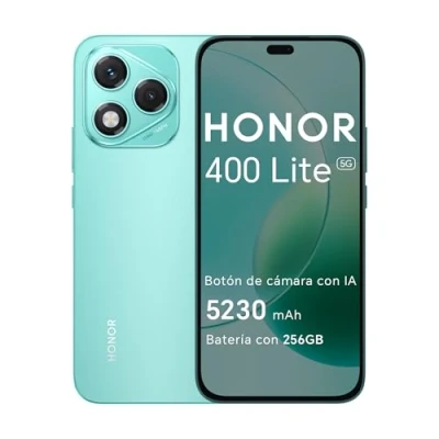 Imagen de HONOR 400 Lite 5G Smartphone de 8GB+256GB, Dual SIM NFC, 108MP con Botón IA, 6.7&#039;&#039;, Pantalla AMOLED protección la Vista, Batería 5230mAh, IP65&amp;SGS, MagicOS 9.0, Marrs Green
