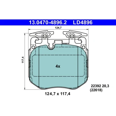 Imagen de ATE 13.0470 4896.2 Juego de pastillas freno preparado para indicador desgaste, excl. contacto avisador desgaste BMW: 7, 5 Touring, X5