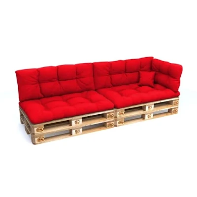 Imagen de POKAR Juego de Cojines 6 Piezas para Europalés Impermeable: 2X 120x80 +2X 120x40 + 1x 60x40 40x40, Sofá Paletas, sin Palés, Rojo