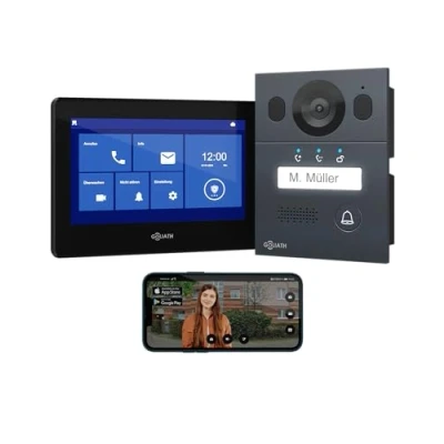 Imagen de GOLIATH Videoportero básico, Bus de 2 Hilos, Monitor 2X 7 Pulgadas, Timbre Superficie con cámara, intercomunicador abrepuertas y Timbre, Vivienda unifamiliar, aplicación para Smartphone