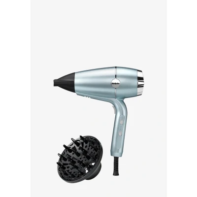 Imagen de Secador Babyliss Hydro Fusion 2100 W, Sistema iónico dual, Hidratación y brillo, 3 temperaturas, 2 velocidades, Difusor, D773DE, Azul