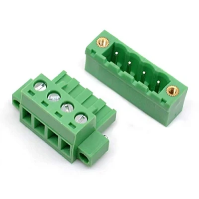 Imagen de Oiyagai 10 Juegos de Conectores Bloques Terminales Enchufables PCB 4 Pines en Ángulo Recto, Paso 5,08mm, Verde