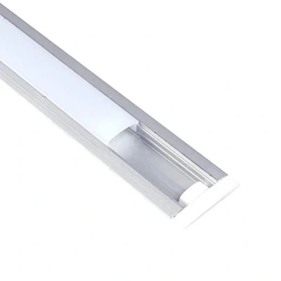 Imagen de Jandei Perfil 2 Metros de Aluminio (24,5mm x 6,87mm) para Empotrar Tira LED, Difusor con Tapa Translúcida Redondeada, Kit completo Instalación. Incluye Tapas Finales