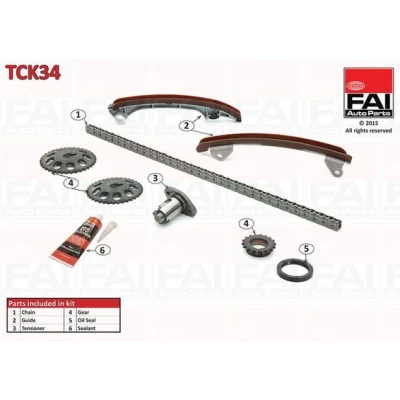 Imagen de FAI AutoParts TCK34 Juego de Cadena distribución con juntas, ruedas dentadas Símplex, pasadores TOYOTA: Corolla IX Hatchback