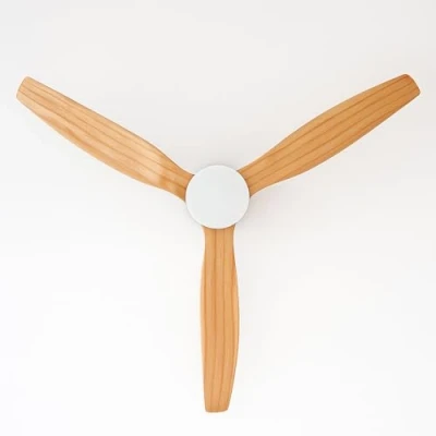 Imagen de Jocca Ventilador Techo con Luz LED Regulable Madera Natural Mando a Distancia Temporizador Función Verano e Invierno (Crema)