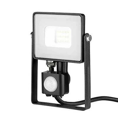 Imagen de V TAC VT 10 S B Faro LED Chip Samsung 10W con sensor de movimiento y crepuscular e interruptor manual bloqueo, color negro 6400K IP65