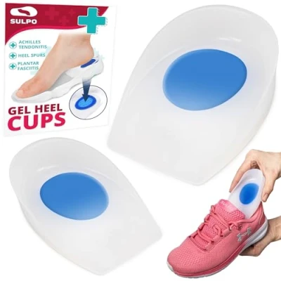 Imagen de SULPO 1 par de almohadillas gel extrasuaves para el talón, aliviar la fascitis plantar, espolones calcáneos y dolor tendón Aquiles. Tamaño: 36 39