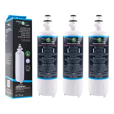 Imagen de 3x FilterLogic FFL 157LB Filtro de agua compatible con cartucho 4874960100 para frigorífico Beko, Grundig, Kuppersbusch, Smeg refrigerador frigo 4 puertas