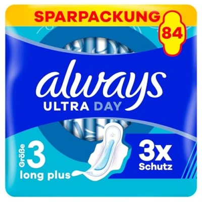 Imagen de Always Ultra compresas de día y noche (talla 3) con alas (84 alas), paquete grande, finas superabsorbentes, neutralizan los olores evitan las fugas.