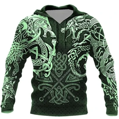Imagen de keephen Hombres Vikingo Guerrero 3D Anime Sudadera con Cremallera Cosplay