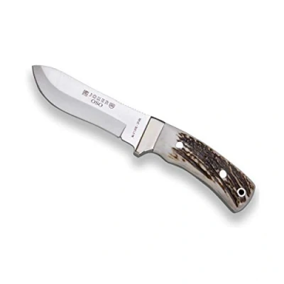 Imagen de Joker Cuchillo de Monte Oso CC49, Hoja 12 cm MOVA, Mango Asta Ciervo, con Funda Cuero marrón, Herramienta Pesca, Caza, Camping y Senderismo