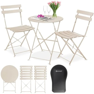 Imagen de KESSER® Juego de Muebles jardín 3 Piezas con 2 sillas Plegables, balcón, jardín, Mesa Metal