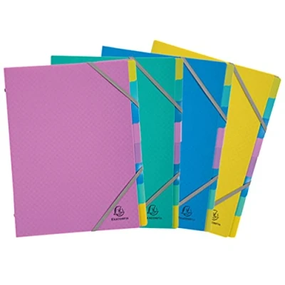 Imagen de Exacompta Ref 56190E 1 Carpeta Forever Young 3 solapas con gomas tapa e interior en polipropileno reciclado 8 compartimentos tamaño 25x32 cm para formato A4 colores aleatorios