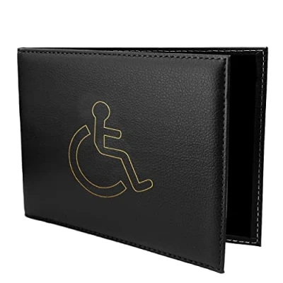 Imagen de Funda para permiso de estacionamiento con temporizador identificación discapacitados, protector cartera piel sintética suave color negro