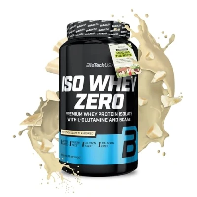 Imagen de BioTechUSA Iso Whey Zero Premium Protein Isolate Grass Fed Enzyme Free Sugar and Gluten free, 908 g, ChocolateBlanco