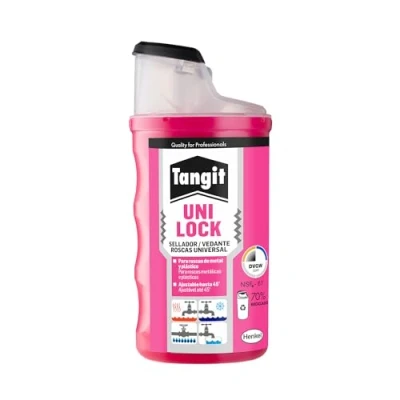 Imagen de Tangit Uni Lock, sellador universal para roscas, tuberías de plástico y metal máx. 6 pulgadas, adhesivo rígidas flexibles, 1x160m