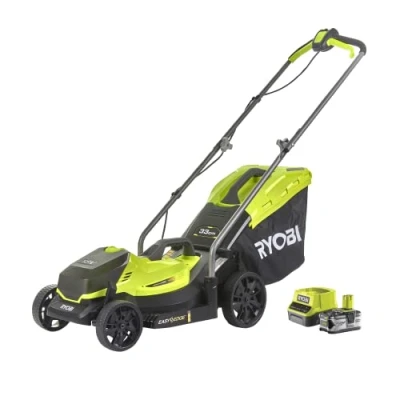Imagen de RYOBI Cortacésped Eléctrico Inalámbrico 18V ONE+ Ø33cm Recoge y Mulching Larga Autonomía Se Entrega con 1 Baterías 4,0Ah Cargador 2,0A RLM18X33B40