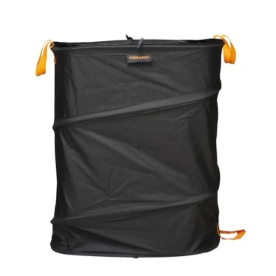 Imagen de Fiskars Bolsa de Jardín PopUp con asas, Plegable para ahorrar espacio, Capacidad: 219 L, Altura: 70 cm, Ancho: 56 Negro/Naranja, Ergo, 1028373