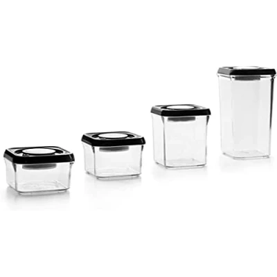 Imagen de Ibili 788619 Recipiente para Alimentos (1950 ml) ENVASE DE VACIO APILABLE Cuadrado 1950, Stainless Steel, Plata/Negro/Transparente