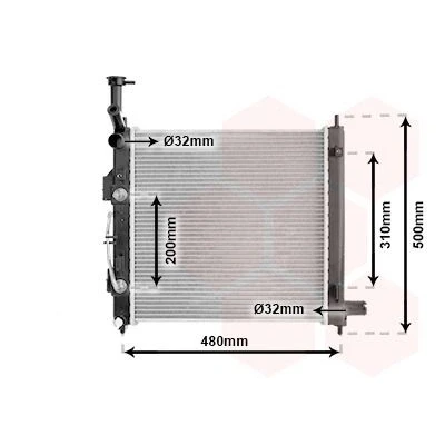 Imagen de VAN WEZEL 83012727 Radiador, refrigeración del motor Aluminio 410 16 con enfriador de aceite Aletas soldadas