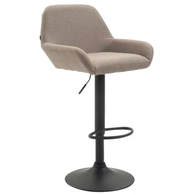 Imagen de CLP Taburete De Bar Braga en Tela con Respaldo &amp; Reposabrazos Silla Alta Regulable Altura Giratorio I, Color:Gris Pardo, Color del Marco:Negro
